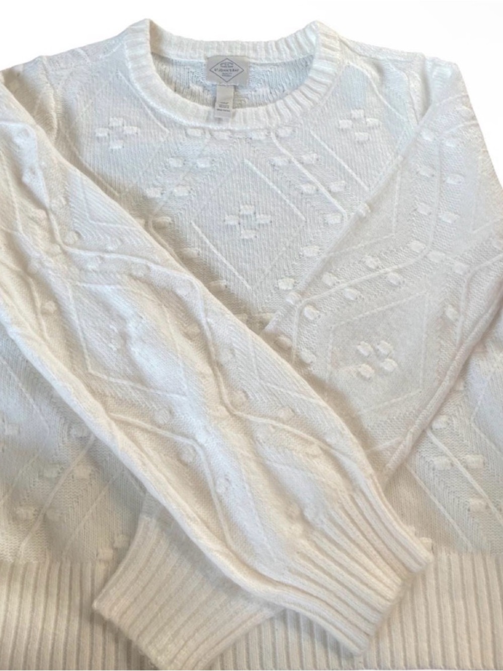 St. John's Bay Cream Textured Crewneck Sweater